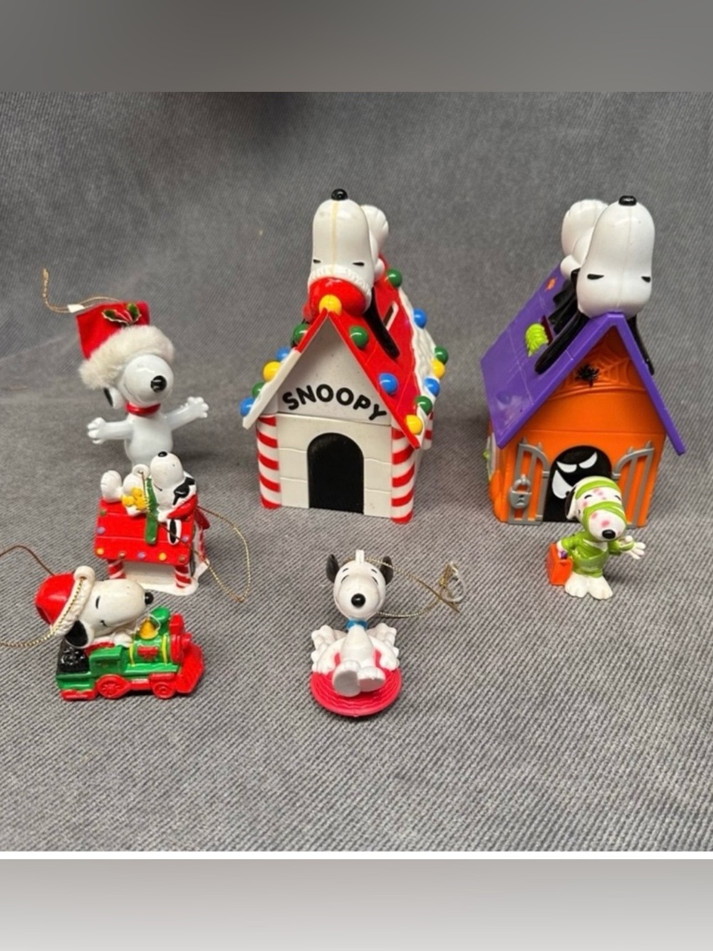 Vintage snoopy Christmas ornaments & Halloween lot